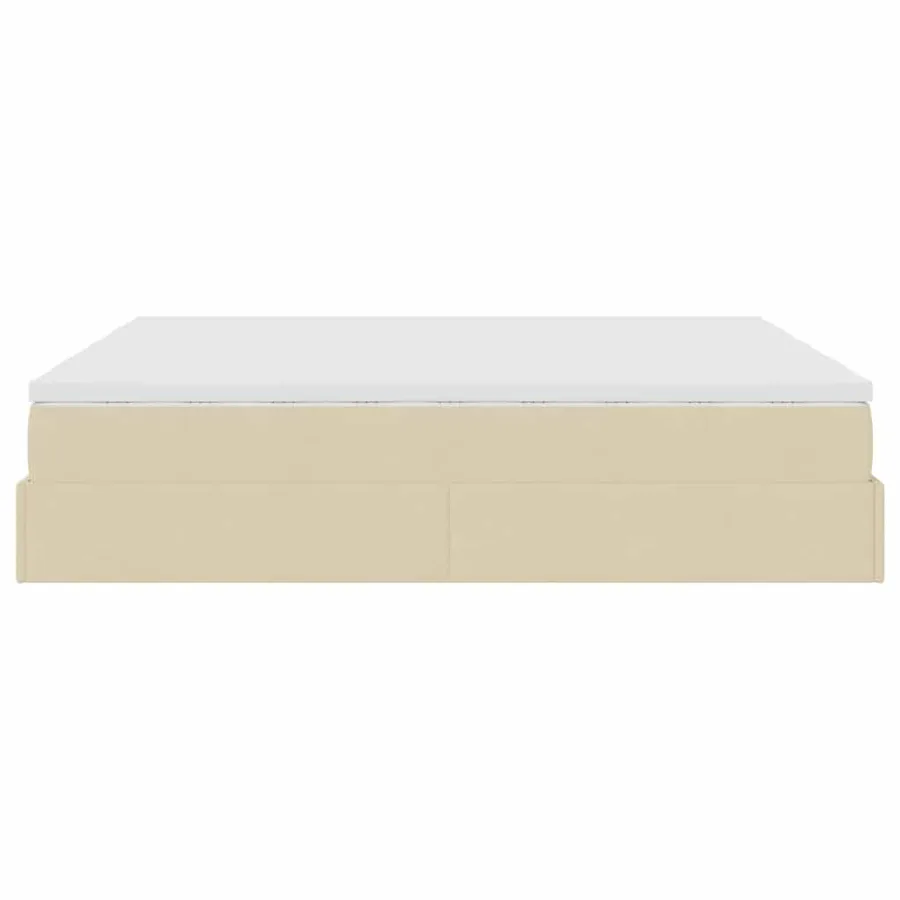 Cadre de lit ottoman avec matelas crème 180x200 cm tissu - 9