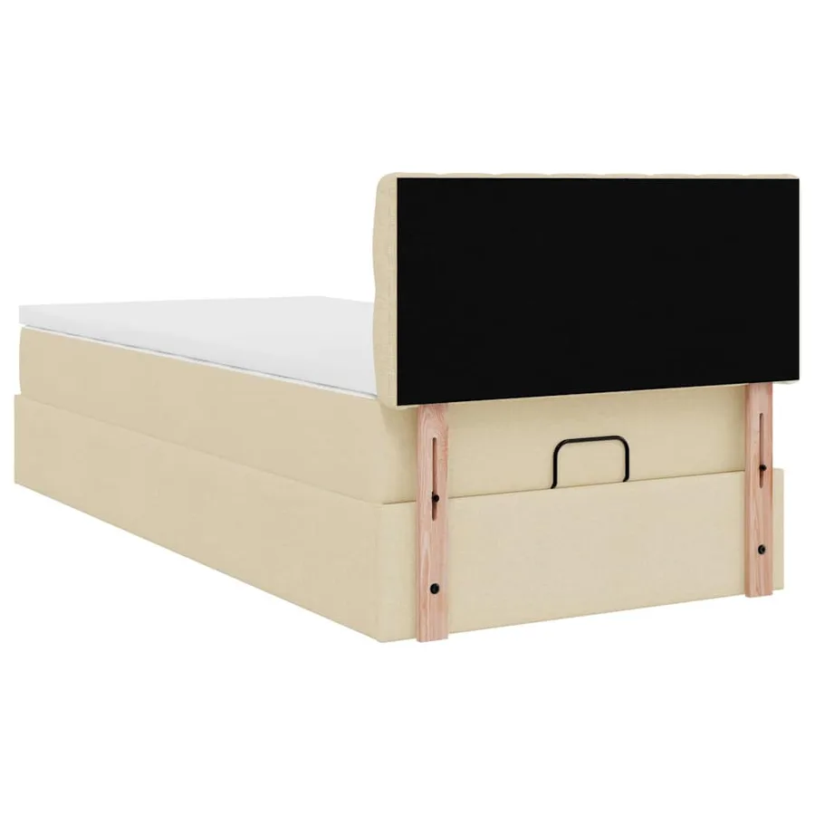 Lit ottoman avec matelas crème 90x200 cm tissu - 11