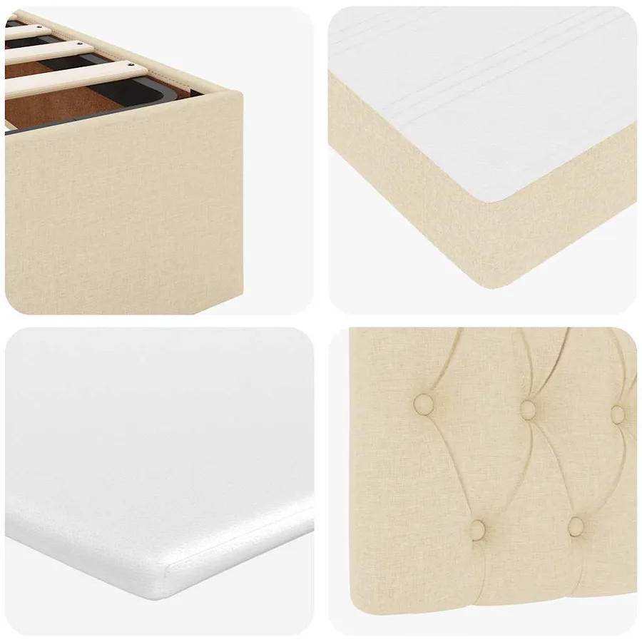 Lit ottoman avec matelas crème 90x200 cm tissu - 14