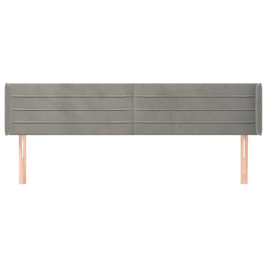 Tête de lit avec oreilles Gris clair 183x16x78/88 cm Velours - 3