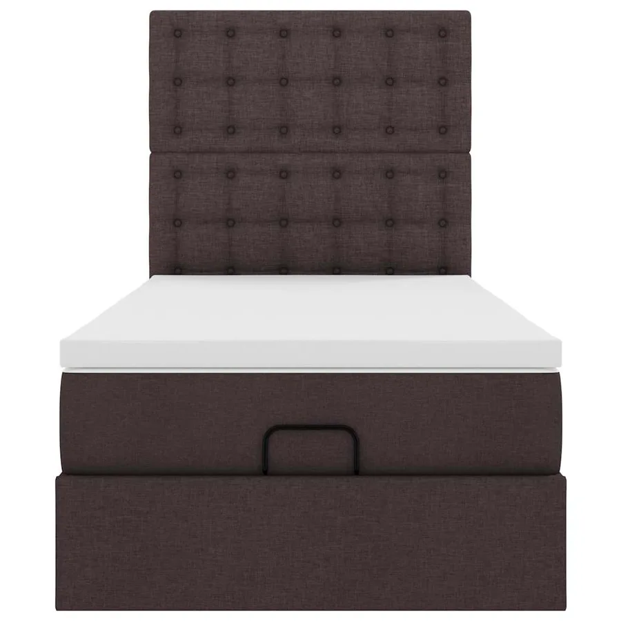 Lit ottoman avec matelas marron foncé 90x200 cm tissu - 7