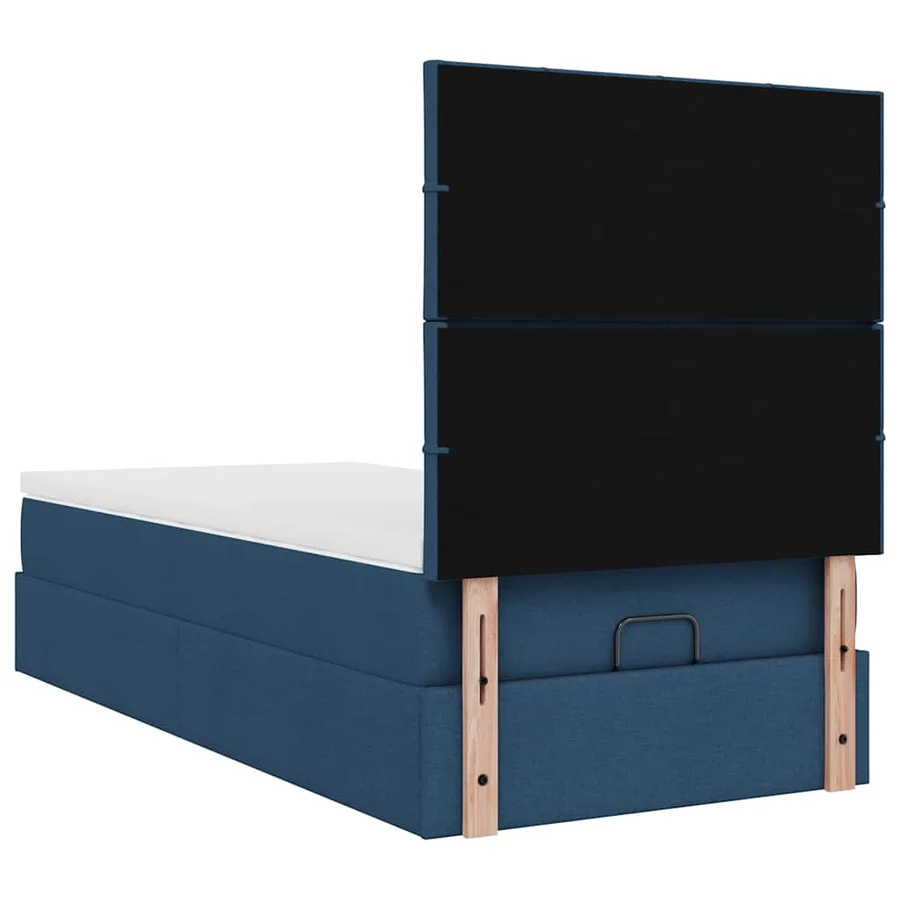 Lit ottoman avec matelas bleu 90x200 cm tissu - 11