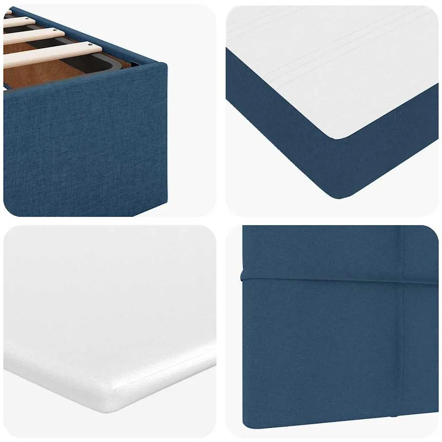 Lit ottoman avec matelas bleu 90x200 cm tissu - 13