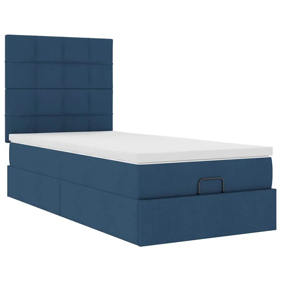 Lit ottoman avec matelas bleu 90x200 cm tissu - 6