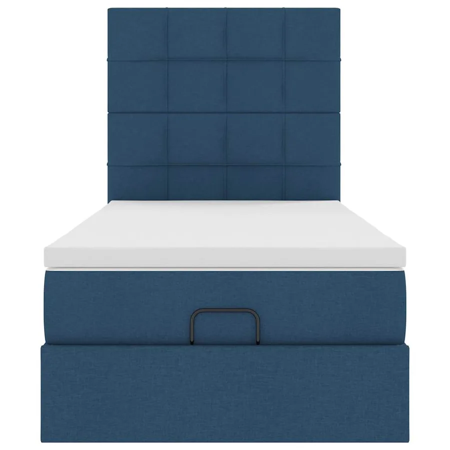 Lit ottoman avec matelas bleu 90x200 cm tissu - 7