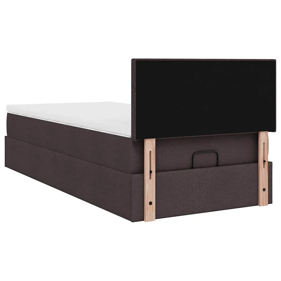 Lit ottoman avec matelas et LED marron foncé 90x200 cm tissu - 12