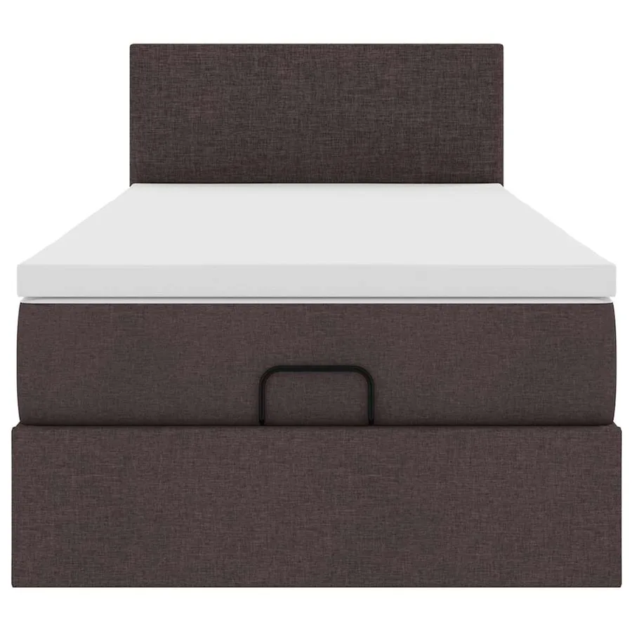 Lit ottoman avec matelas et LED marron foncé 90x200 cm tissu - 8
