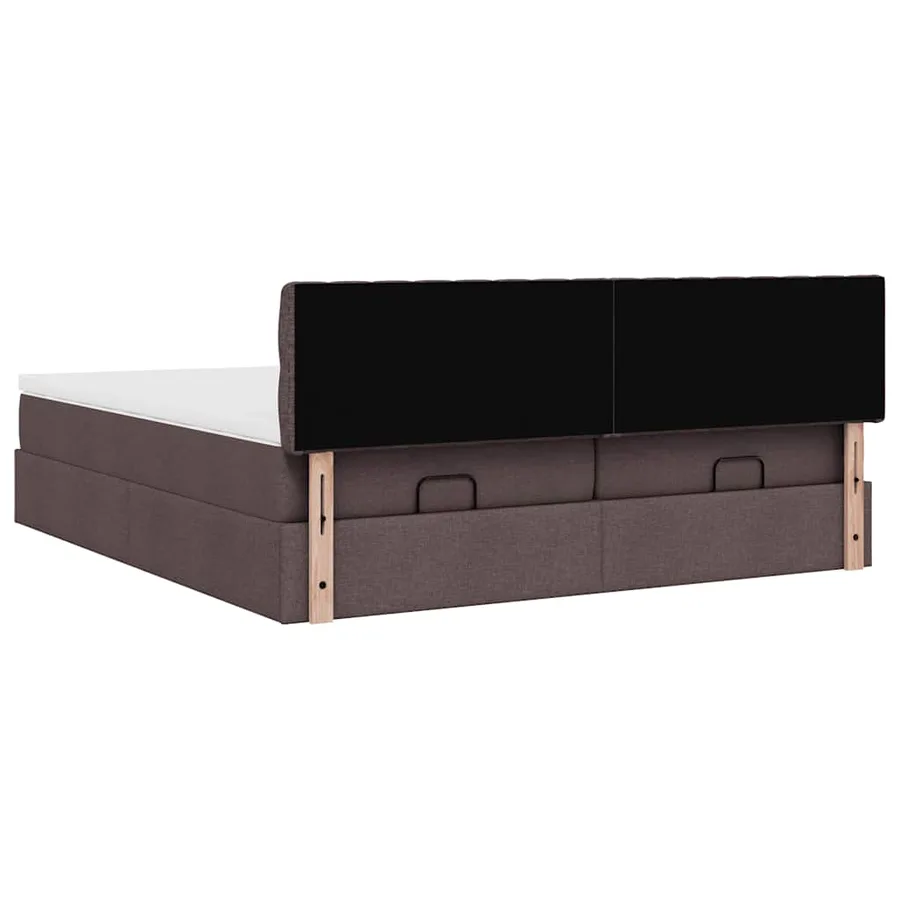 Cadre de lit ottoman avec matelas marron foncé 180x200 cm tissu - 12