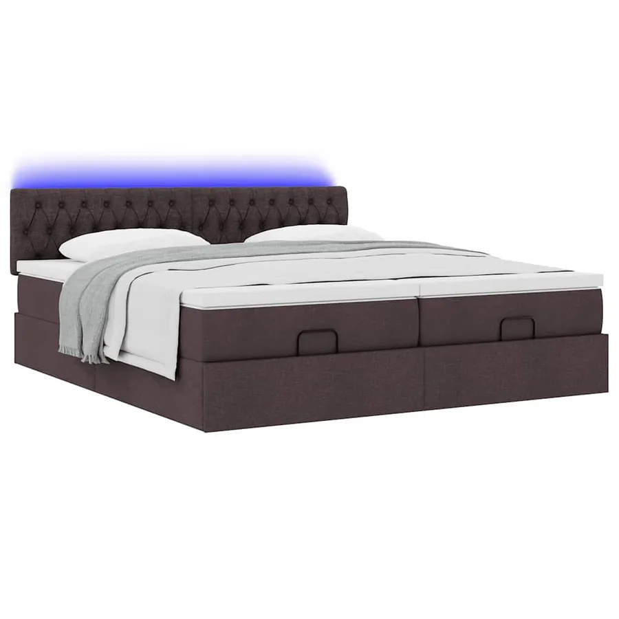 Cadre de lit ottoman avec matelas marron foncé 180x200 cm tissu - 6