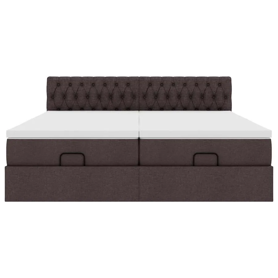 Cadre de lit ottoman avec matelas marron foncé 180x200 cm tissu - 8