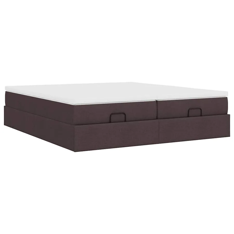 Cadre de lit ottoman avec matelas marron foncé 180x200 cm tissu - 10