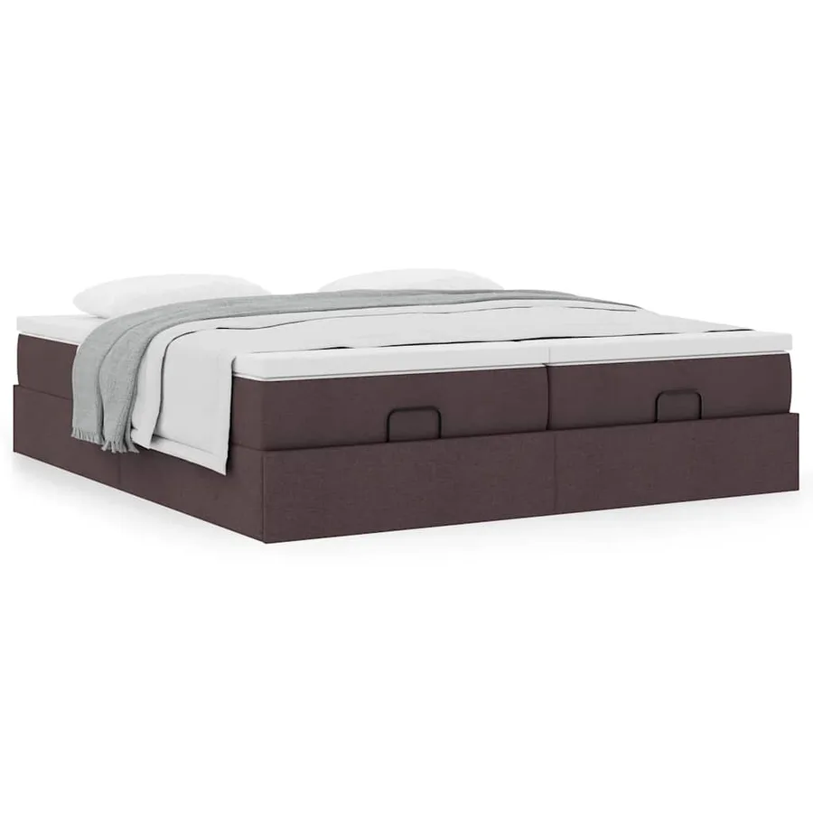 Cadre de lit ottoman avec matelas marron foncé 180x200 cm tissu - 4