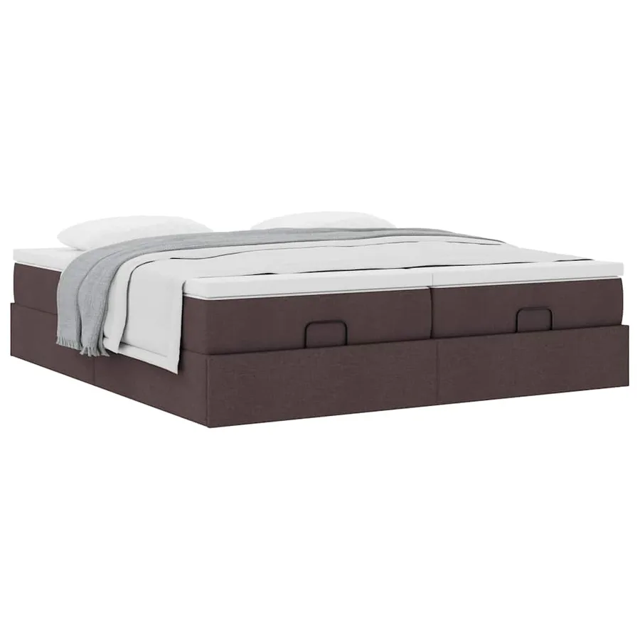 Cadre de lit ottoman avec matelas marron foncé 180x200 cm tissu - 5
