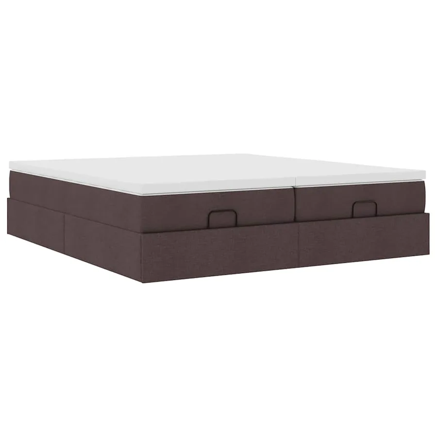 Cadre de lit ottoman avec matelas marron foncé 180x200 cm tissu - 6