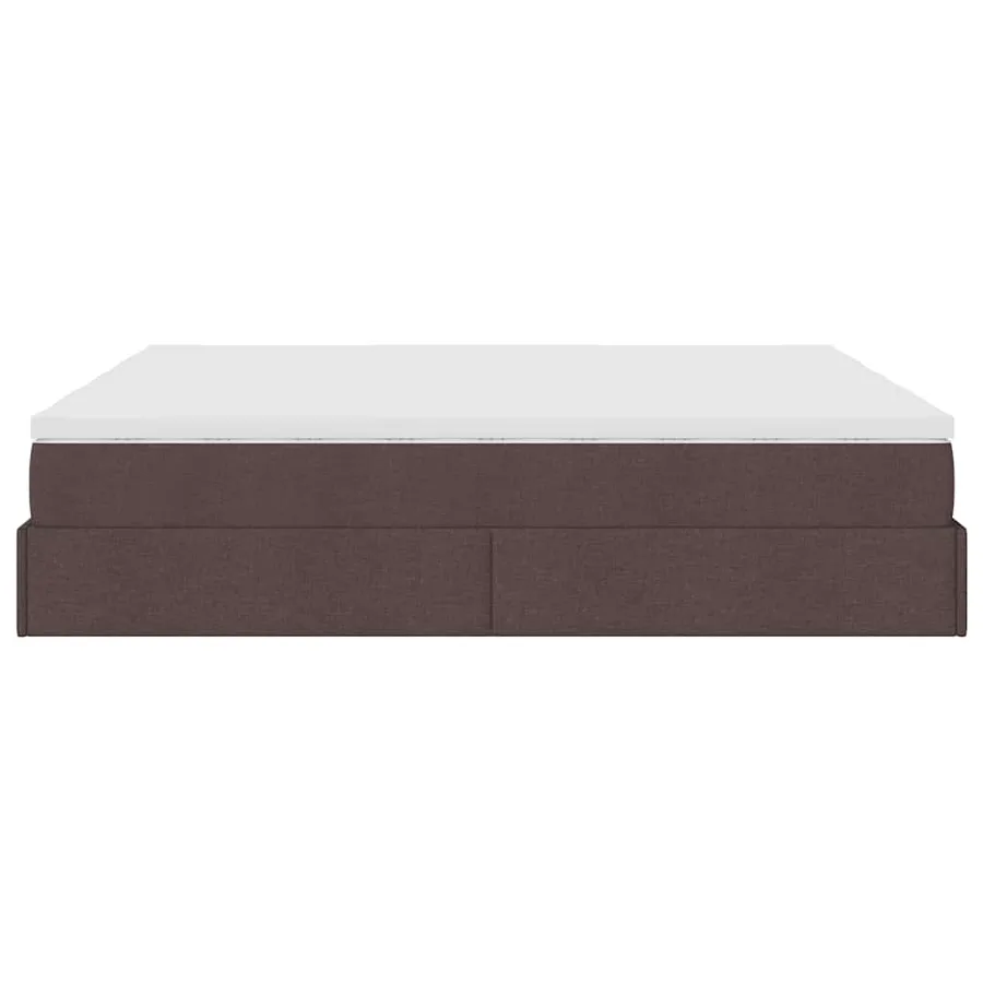 Cadre de lit ottoman avec matelas marron foncé 180x200 cm tissu - 9