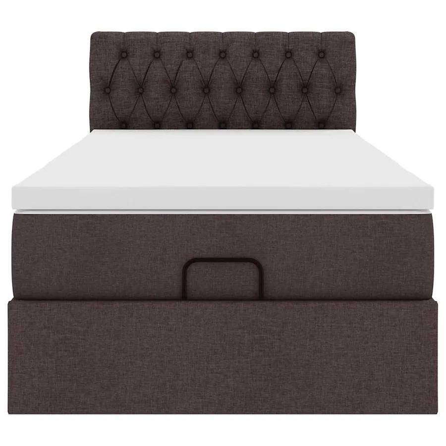 Lit ottoman avec matelas marron foncé 90x200 cm tissu - 6