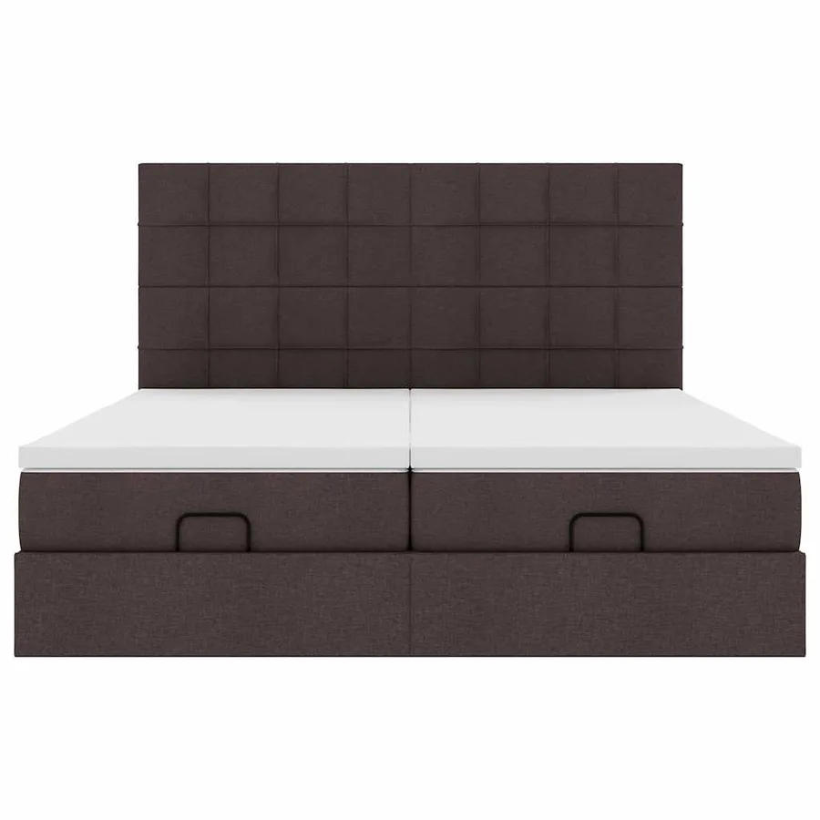 Cadre de lit ottoman avec matelas marron foncé 180x200 cm tissu - 7