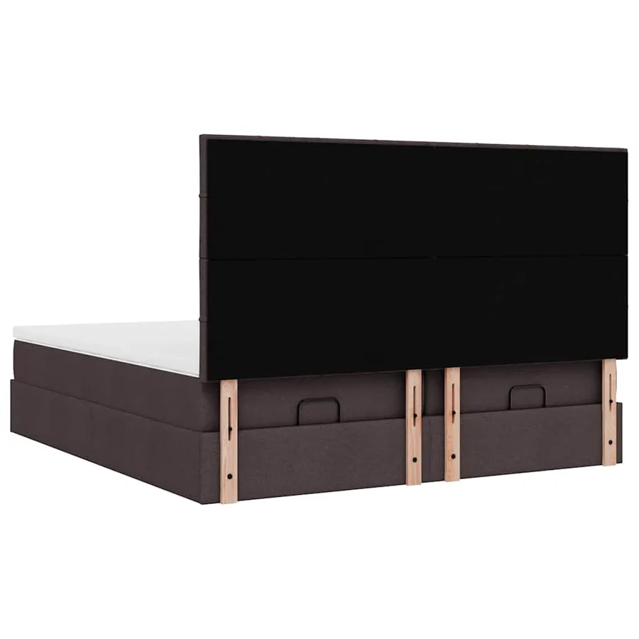 Cadre de lit ottoman avec matelas marron foncé 180x200 cm tissu - 9