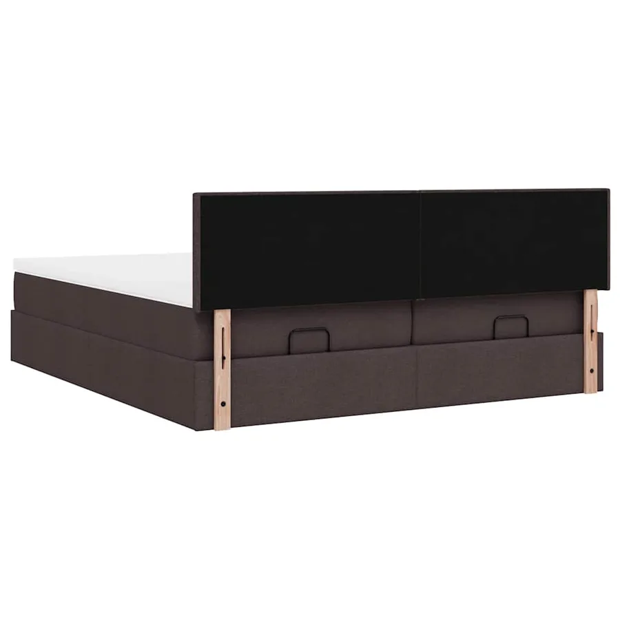 Cadre de lit ottoman avec matelas marron foncé 180x200 cm tissu - 12