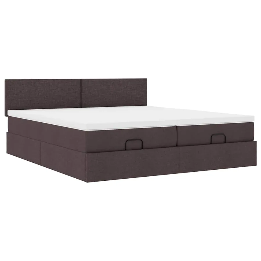 Cadre de lit ottoman avec matelas marron foncé 180x200 cm tissu - 7