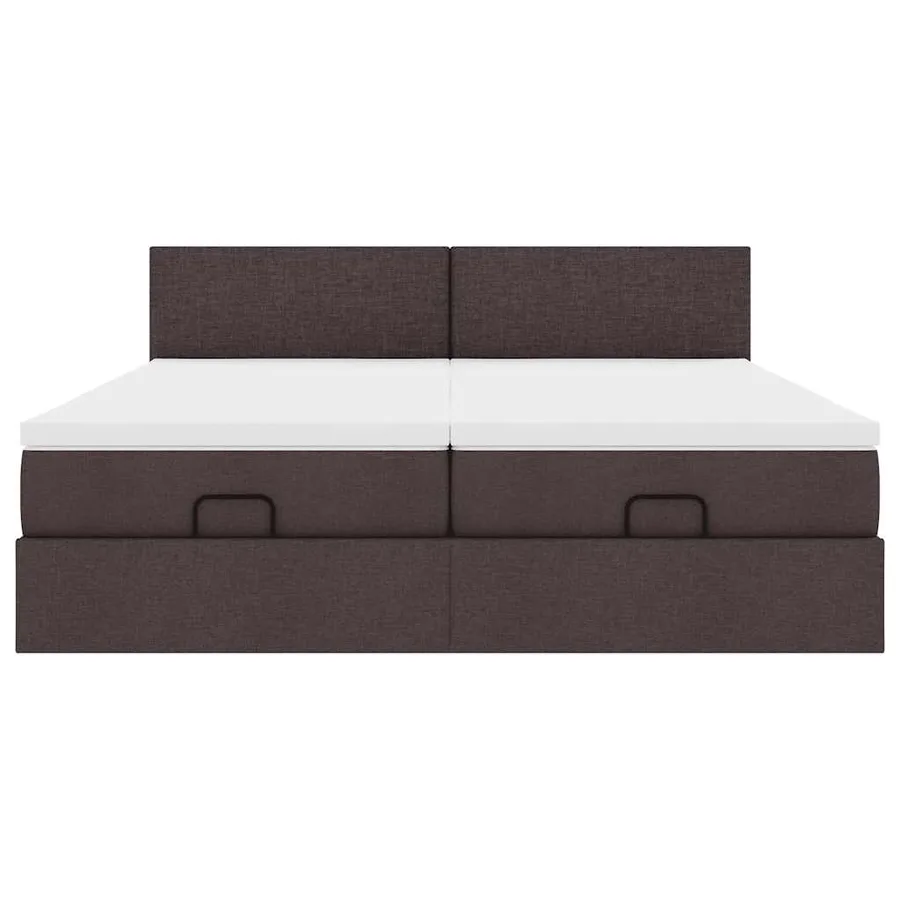 Cadre de lit ottoman avec matelas marron foncé 180x200 cm tissu - 8