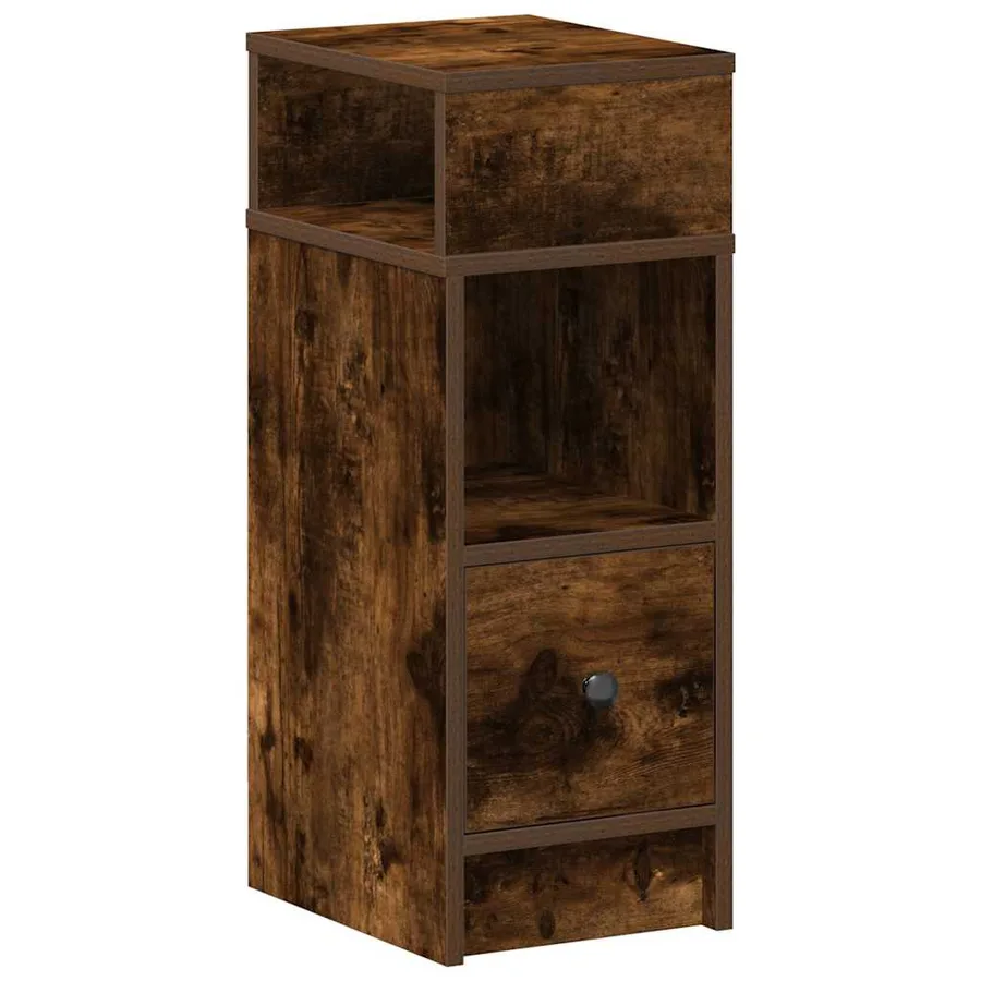 Table de chevet avec tiroir chêne fumé 25x31x66 cm - 2