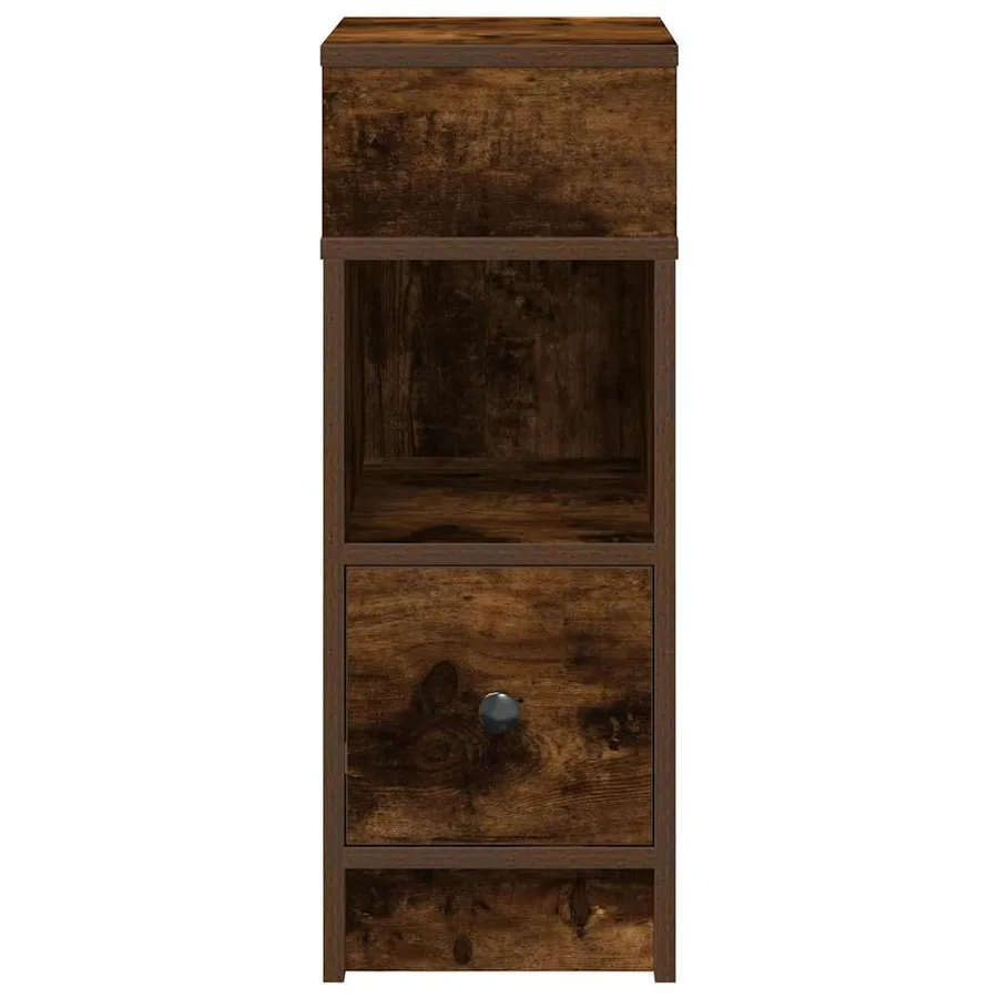 Table de chevet avec tiroir chêne fumé 25x31x66 cm - 4