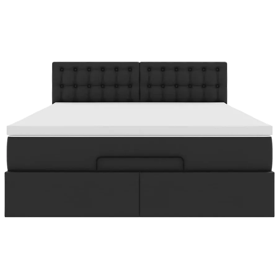 Cadre de lit ottoman avec matelas noir 140x200 cm similicuir - 7