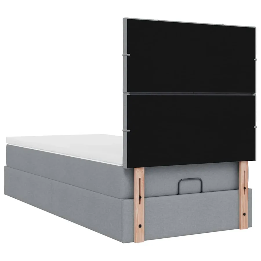 Lit ottoman avec matelas gris clair 90x200 cm tissu - 11