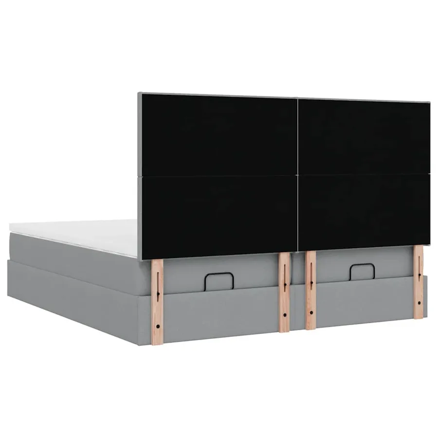 Cadre de lit ottoman et matelas gris clair 180x200cm tissu - 10