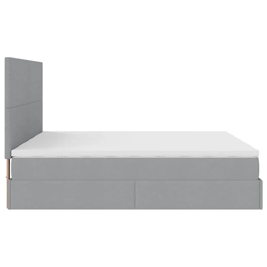 Cadre de lit ottoman et matelas gris clair 180x200cm tissu - 9