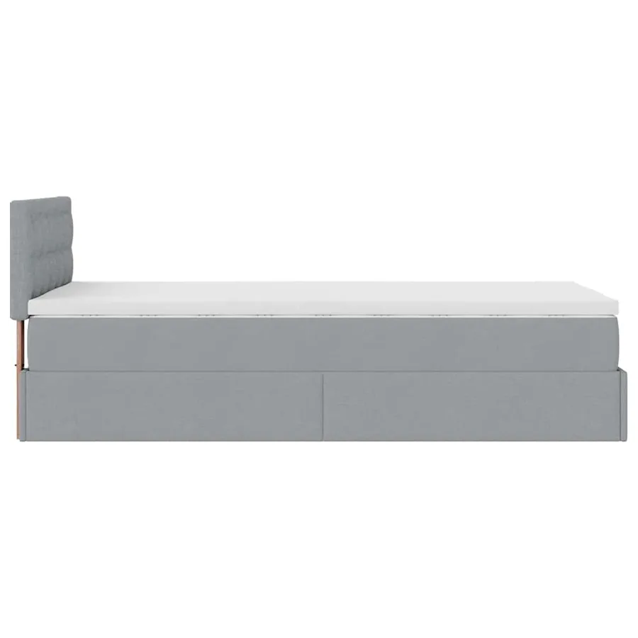 Lit ottoman avec matelas gris clair 90x200 cm tissu - 10