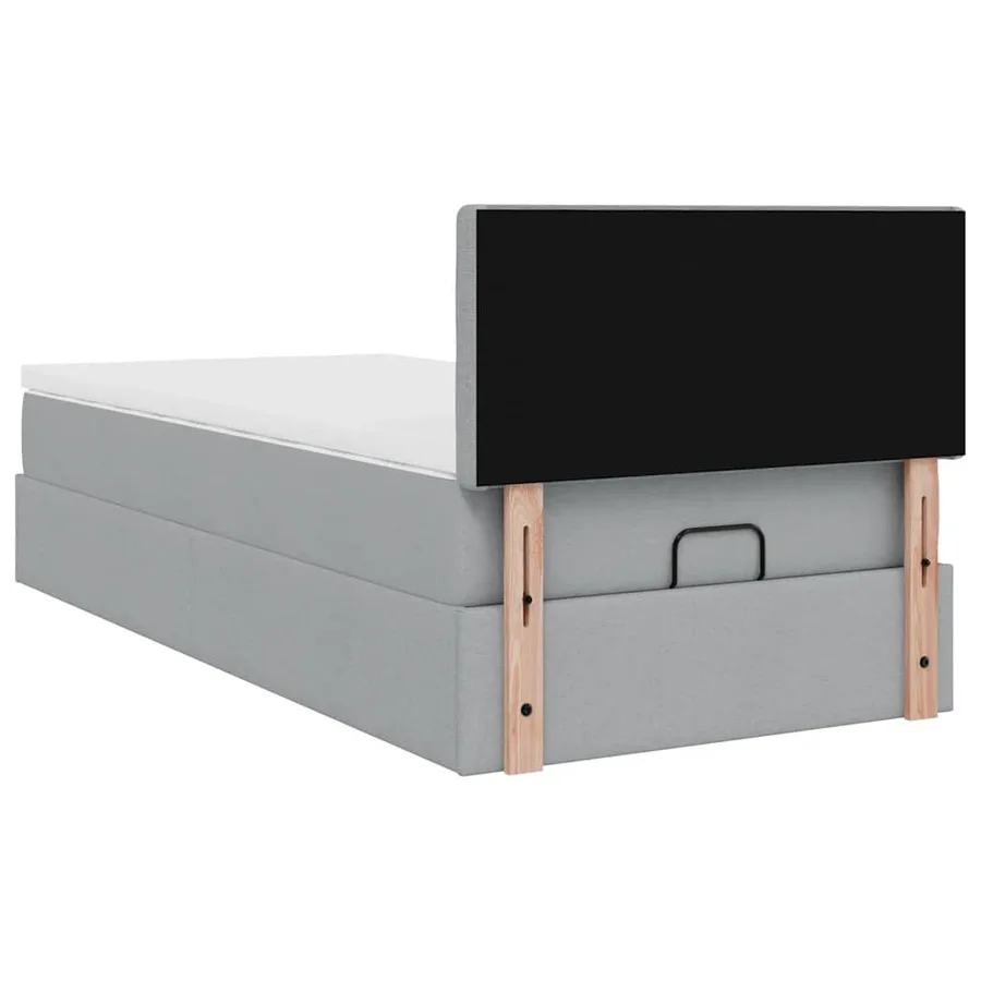 Lit ottoman avec matelas gris clair 90x200 cm tissu - 11