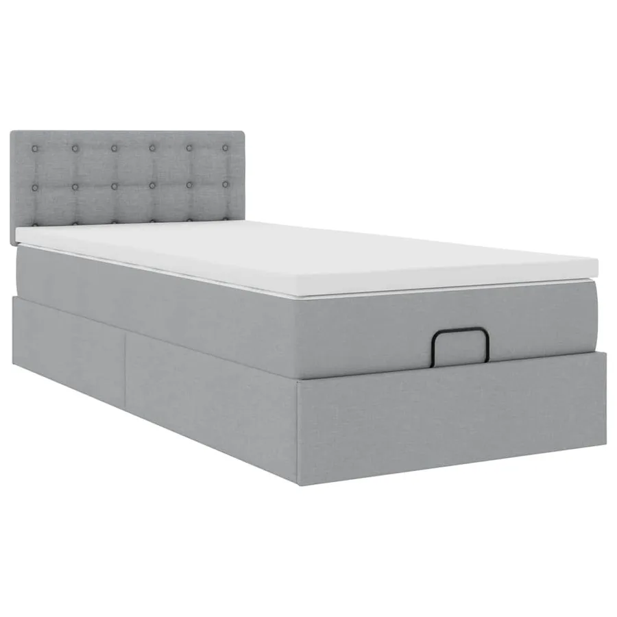 Lit ottoman avec matelas gris clair 90x200 cm tissu - 6