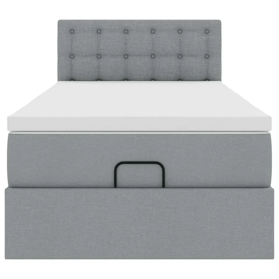 Lit ottoman avec matelas gris clair 90x200 cm tissu - 7
