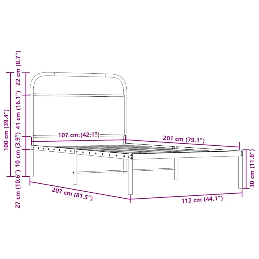 Cadre de lit sans matelas 107x203 cm chêne marron - 9