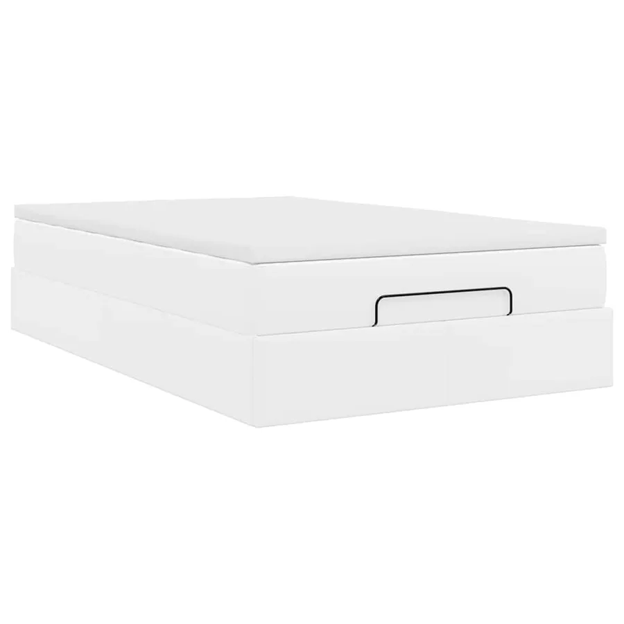 Cadre de lit ottoman avec matelas blanc 120x200 cm similicuir - 10