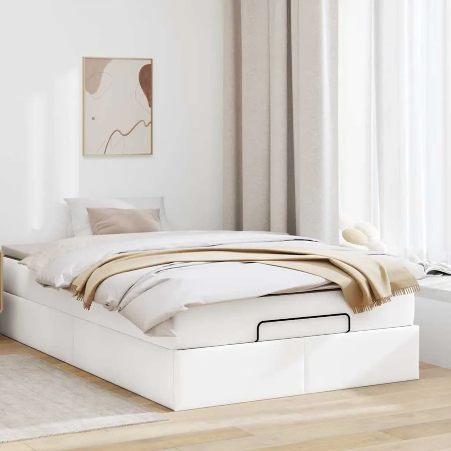 Cadre de lit ottoman avec matelas blanc 120x200 cm similicuir - 3
