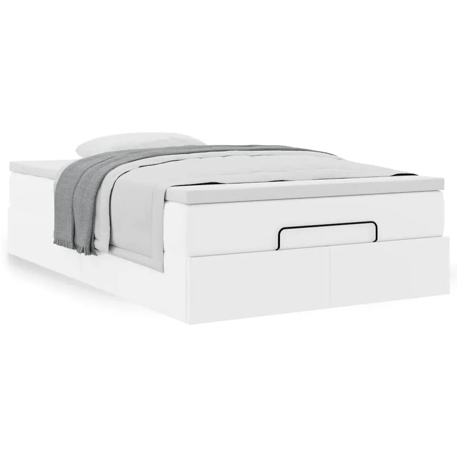 Cadre de lit ottoman avec matelas blanc 120x200 cm similicuir - 4