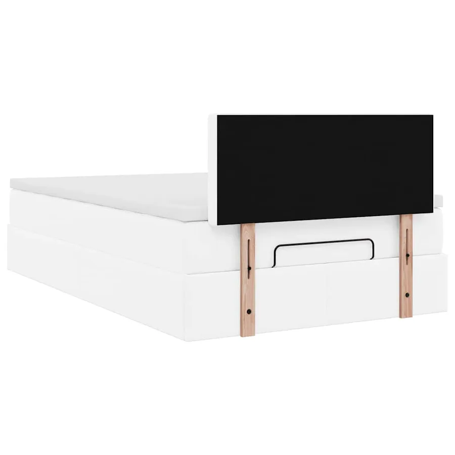 Cadre de lit ottoman avec matelas blanc 120x200 cm similicuir - 11