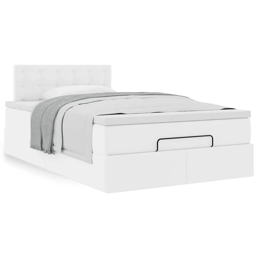 Cadre de lit ottoman avec matelas blanc 120x200 cm similicuir - 4