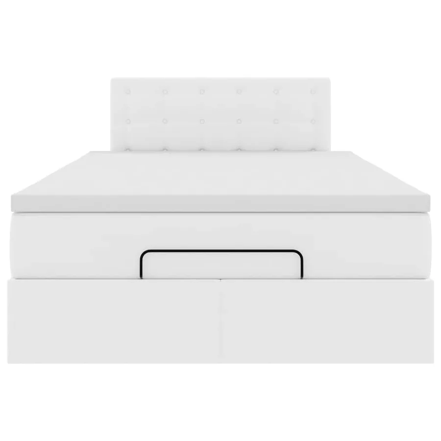 Cadre de lit ottoman avec matelas blanc 120x200 cm similicuir - 7