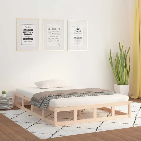 Cadre de lit sans matelas 140x190 cm bois massif