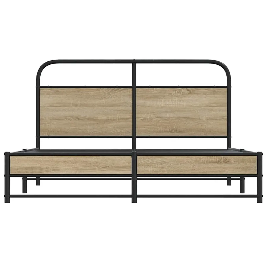 Cadre de lit en métal sans matelas chêne fumé 160x200 cm - 5