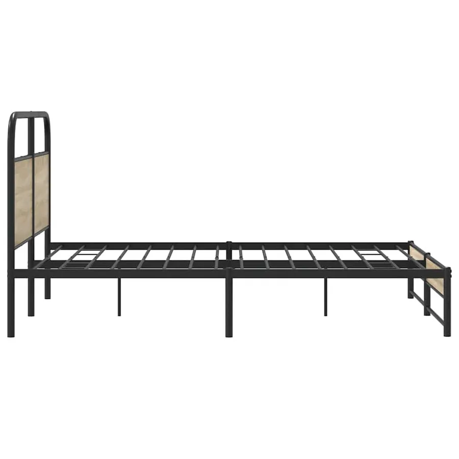 Cadre de lit en métal sans matelas chêne fumé 160x200 cm - 6