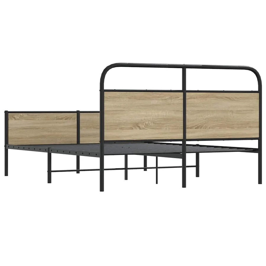 Cadre de lit en métal sans matelas chêne fumé 160x200 cm - 7