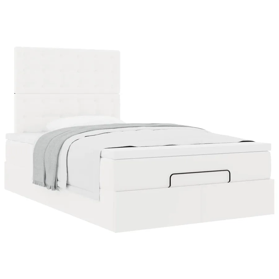 Cadre de lit ottoman avec matelas blanc 120x200 cm similicuir - 4