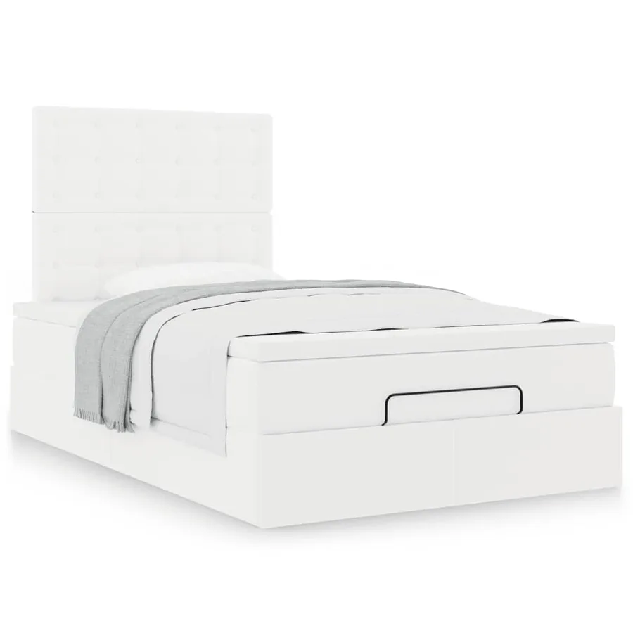 Cadre de lit ottoman avec matelas blanc 120x200 cm similicuir - 5