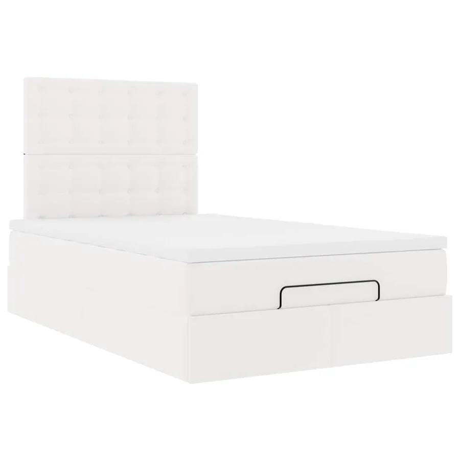 Cadre de lit ottoman avec matelas blanc 120x200 cm similicuir - 6