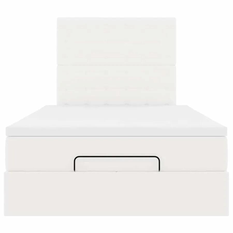 Cadre de lit ottoman avec matelas blanc 120x200 cm similicuir - 7